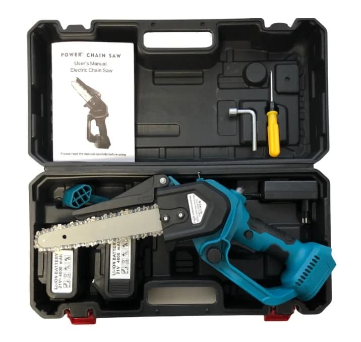 Akumulátorová 8" ruční mini pilka NAKIDA HT-6602-2 s olejovým mazáním + 2x baterie + 2x řetěz + kufr - náhled 3