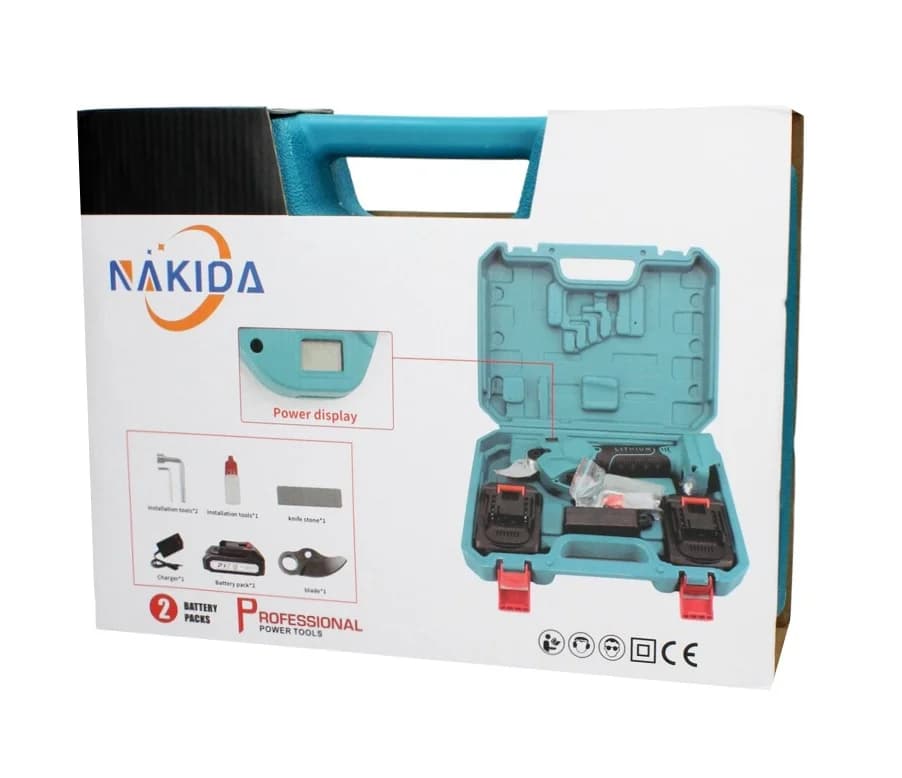 Akumulátorové zahradní nůžky NAKIDA HT-5639  + 2x baterie + příslušenství - náhled 5