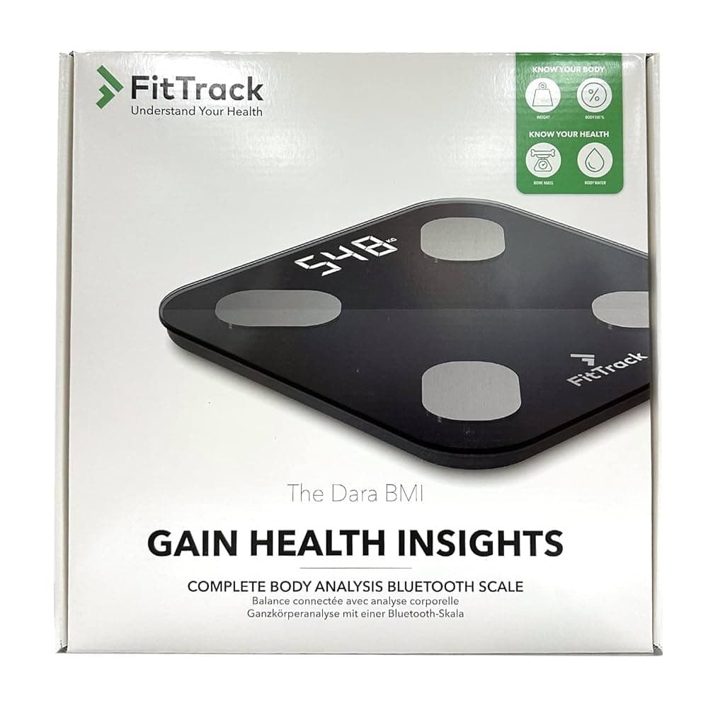 Digitální skleněná koupelnová váha FitTrack The Dara BMI - bílá - náhled 4