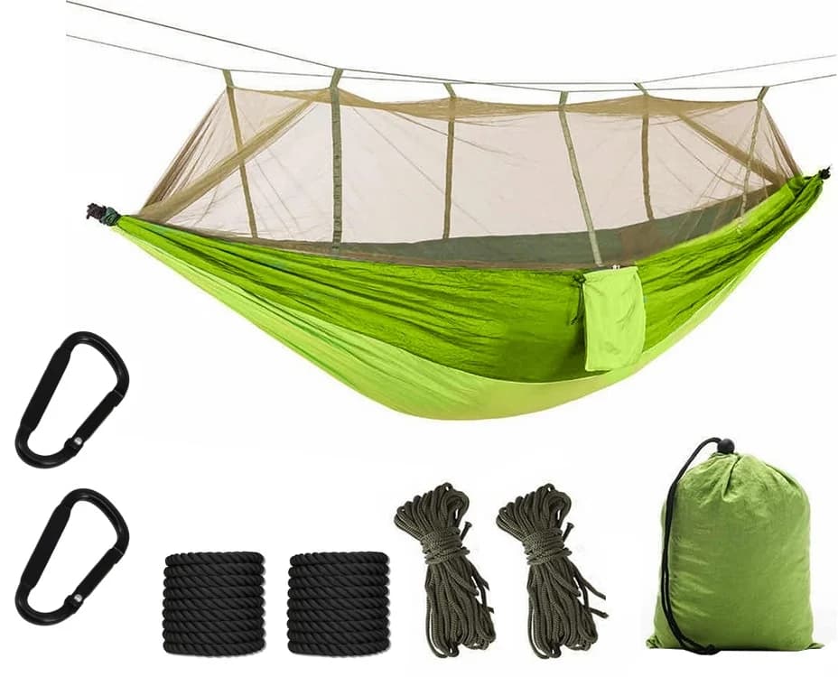 Zaparkorun Outdoorová hamaka - houpací síť se síťkou proti hmyzu - olivová - náhled 2