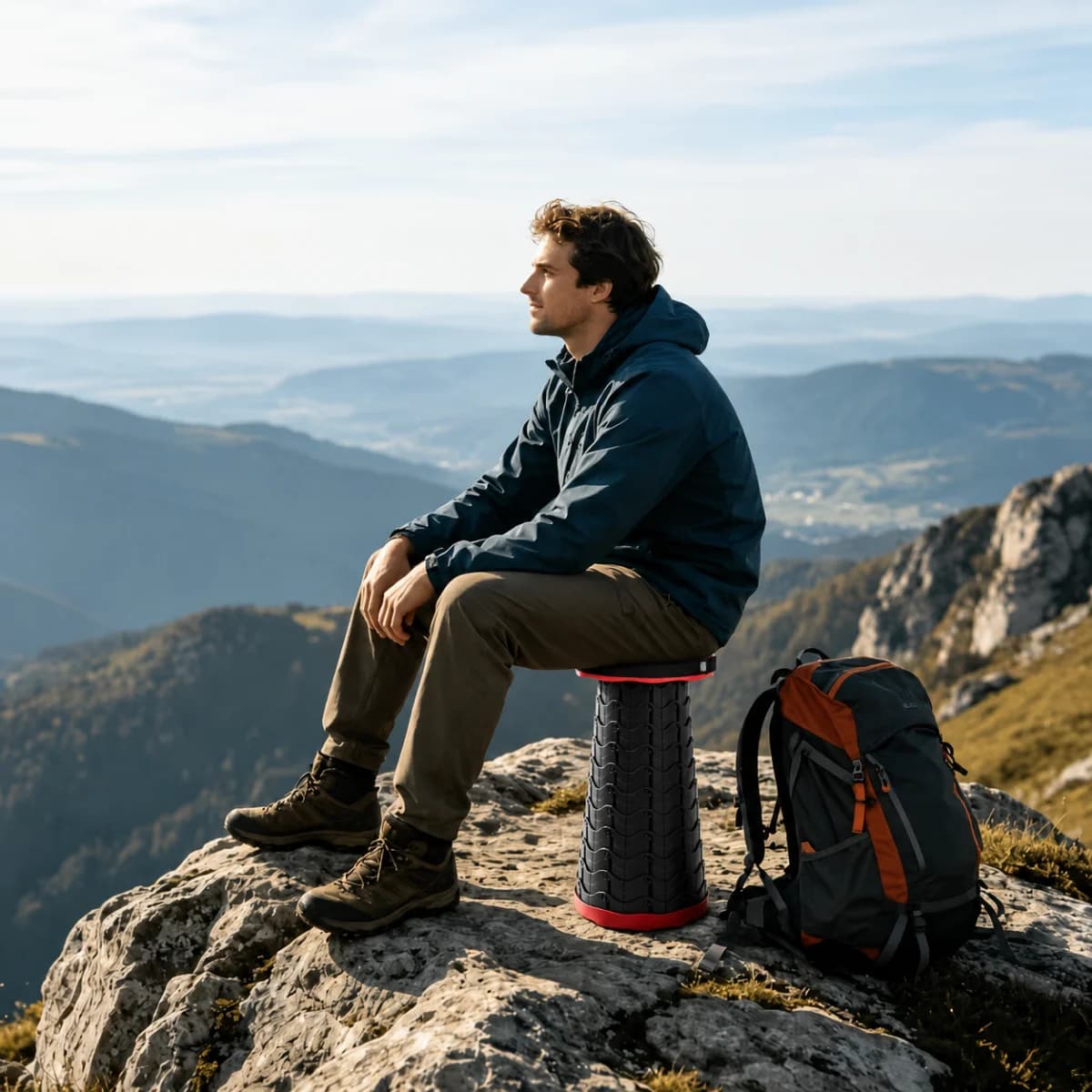 Zaparkorun Přenosný outdoorový taburet - červený - náhled 5