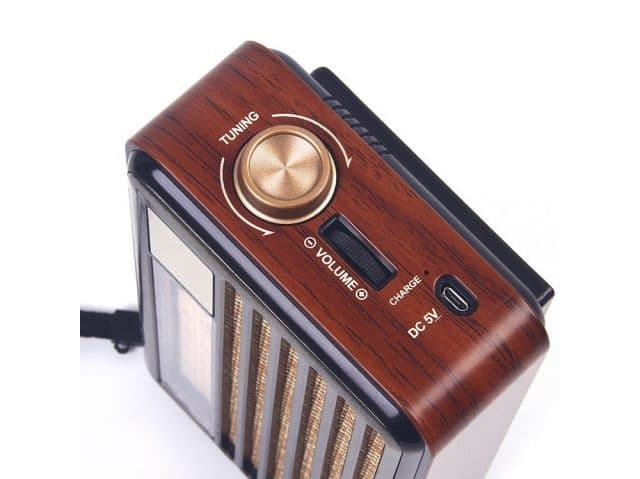 Solární retro rádio s USB, TF slotem, LED lampičkou - CMiK MK-193BT - Olivové - náhled 3