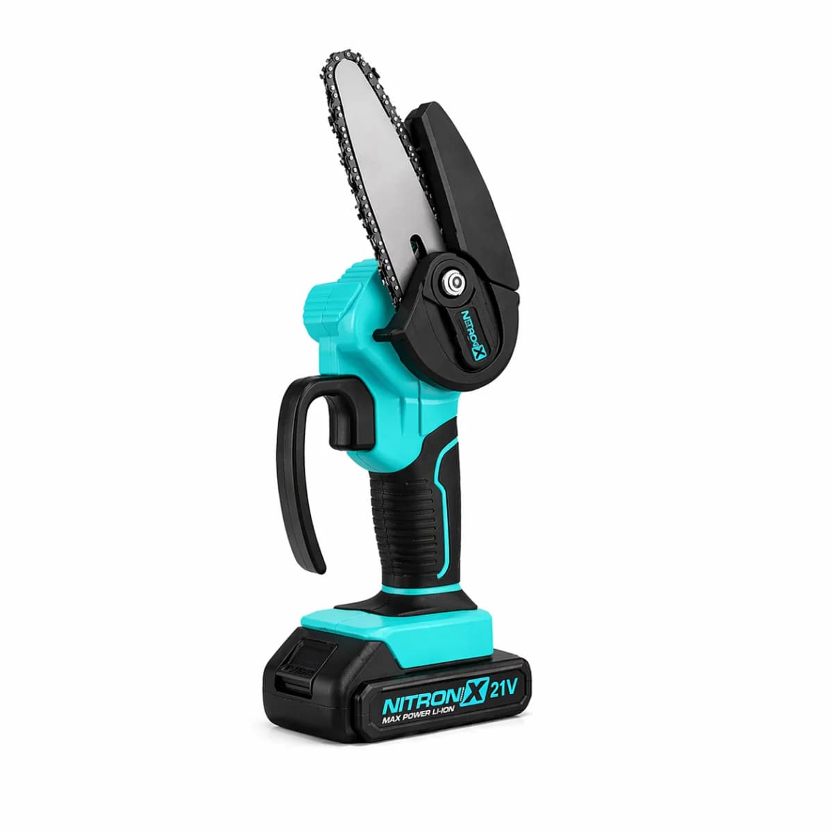 Akumulátorová ruční mini pilka NITRONIX 4792 + 2x baterie + 2x lišta + 2x řetěz - náhled 4
