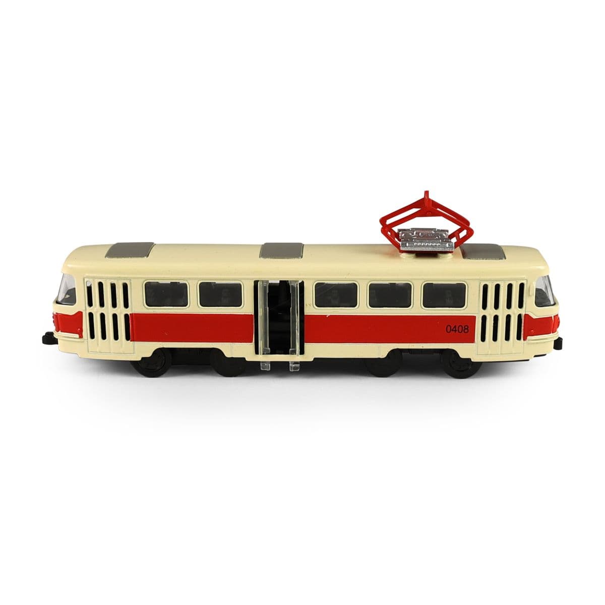 RAPPA Kovová česká retro tramvaj Tatra T3 s otevíracími středními dveřmi - 16cm - červená - náhled 4