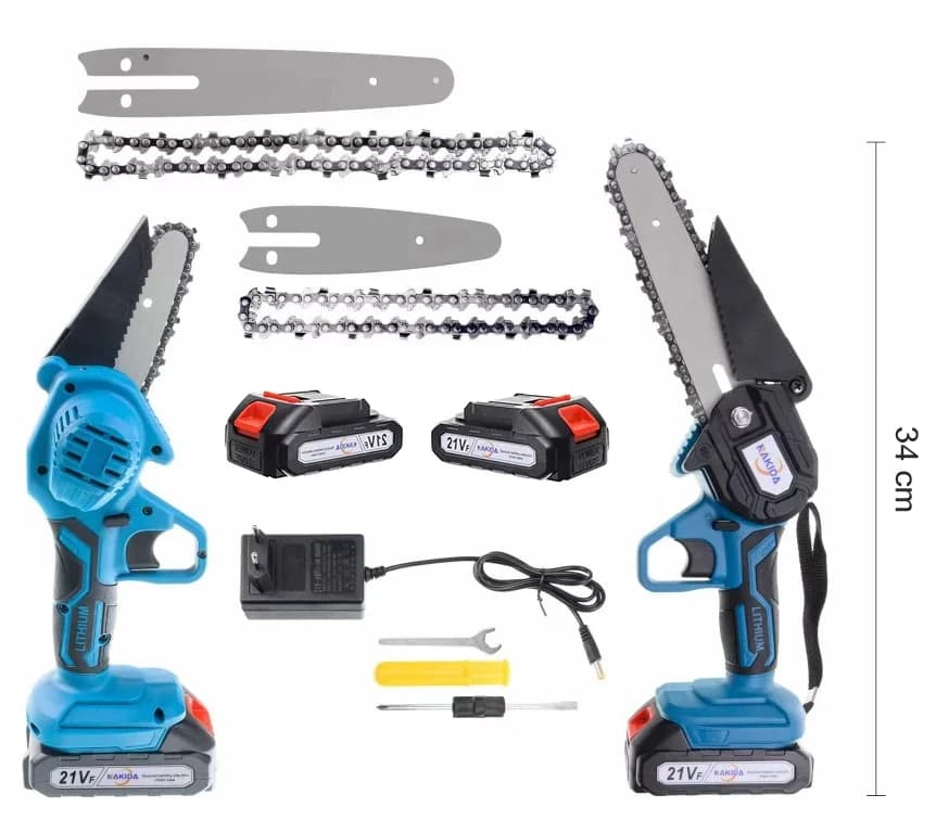 Nakida Akumulátorová ruční mini pilka NAKIDA HT-5719 + 2x baterie 21 V + 127 mm + 185 mm lišta + 2 řetězy - náhled 2