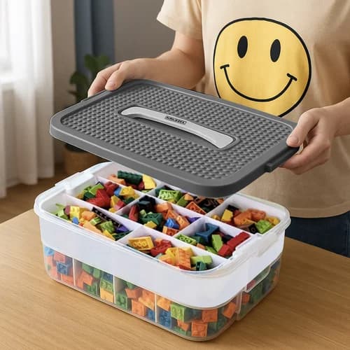 KRUZZEL Box na stavebnici se 3 úrovněmi - organizér na hračky - Kruzzel - náhled 5