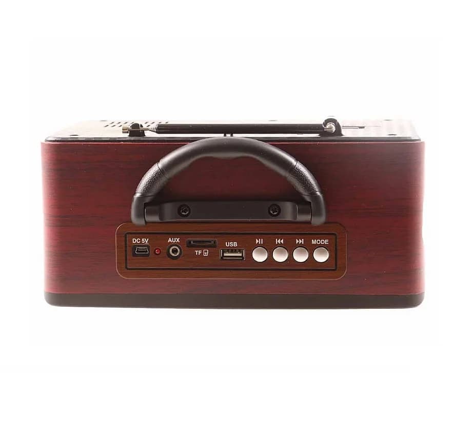 Retro přenosné rádio s Bluetooth, USB, TF (microSD) a FM tunerem - CMiK MK-112BT - Světle hnědé - náhled 4