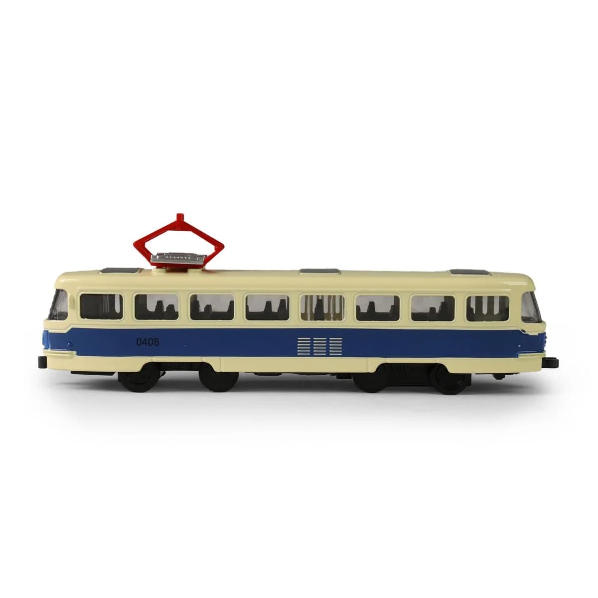 RAPPA Kovová česká retro tramvaj Tatra T3 s otevíracími středními dveřmi - 16 cm - modrá - náhled 3