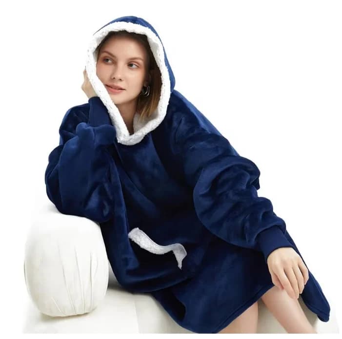 VERK Deka s rukávy a kapucí Huggle Hoodie - blue - náhled 2
