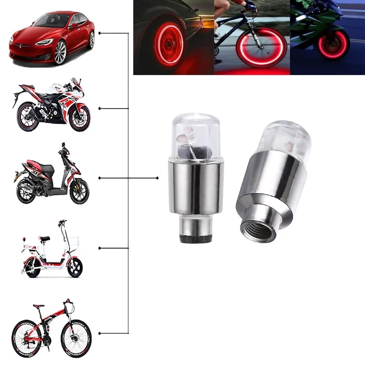 Svítící ventilky na kolo a motocykl - 2 ks - náhled 3