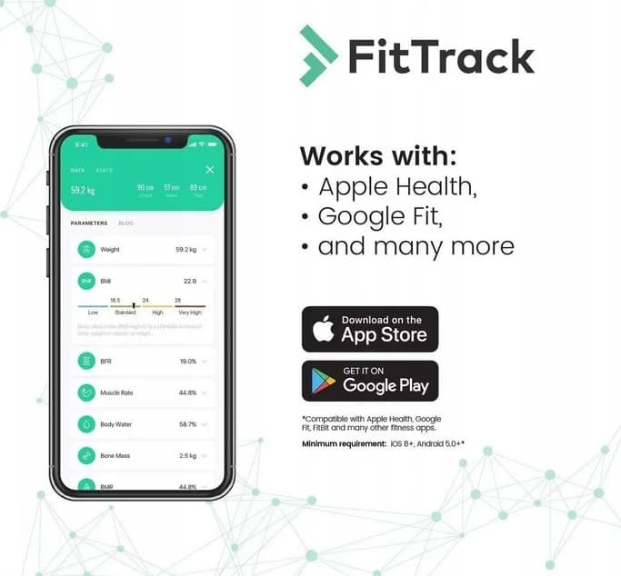 Digitální skleněná koupelnová váha FitTrack The Dara BMI - bílá - náhled 3