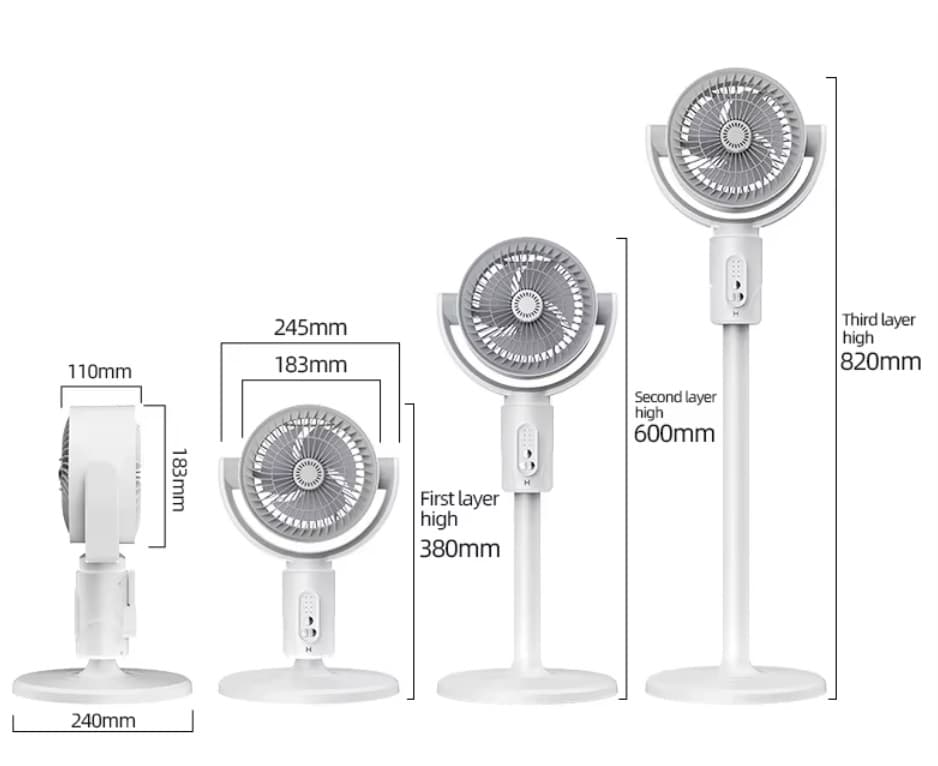Stojanový ventilátor F1 s dálkovým ovládáním, oscilací a časovačem - 82 cm - 5 rychlostí - náhled 3
