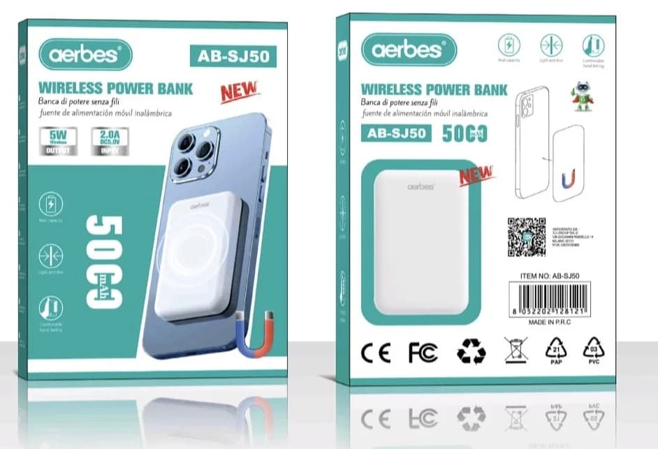 Aerbes Bezdrátová magnetická powerbanka AERBES - 5000mAh - náhled 3
