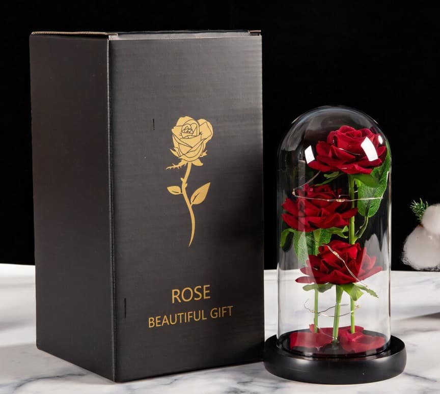 DexXer Sada 3 věčných růží ve skle s LED osvětlením Eternal Rose - náhled 2