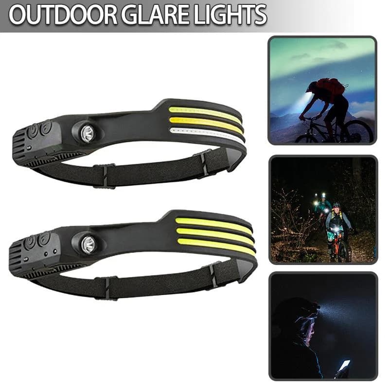 Indukční COB LED čelovka s vestavěnou baterií a USB nabíjením - náhled 4