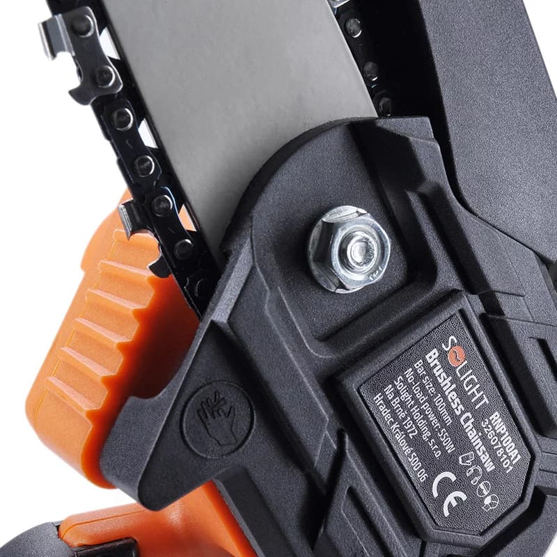 Aku řetězová pila Solight RNP100A1 s příslušenstvím a praktickým kufrem - lišta 127 mm - 21 V - náhled 3