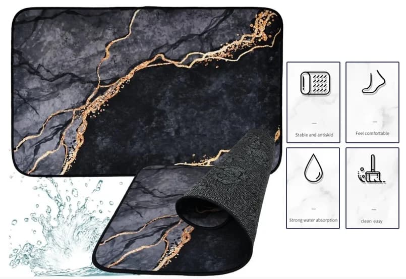 Antiskluzová podložka do koupelny v designu mramoru – 80x50 cm - náhled 2