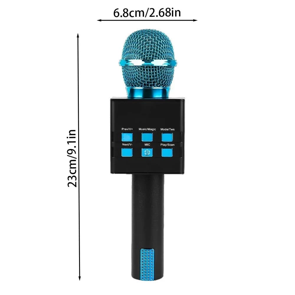 Bezdrátový Bluetooth karaoke mikrofon MC871 3v1 - modrý - náhled 2