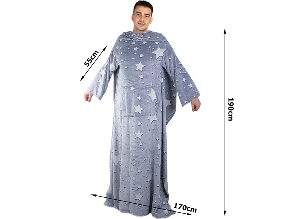 VERK Svítící deka s rukávy - šedá - náhled 2