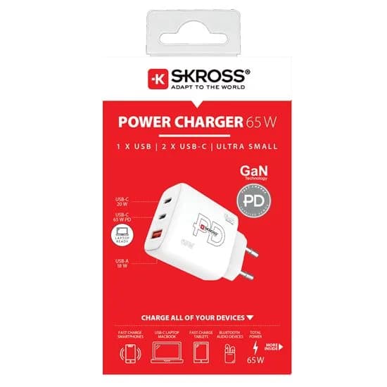 Nabíjecí adaptér Power charger SKROSS DC57-PD65 - USB A+C - 65W GaN EU, Power Delivery, typ C - náhled 2