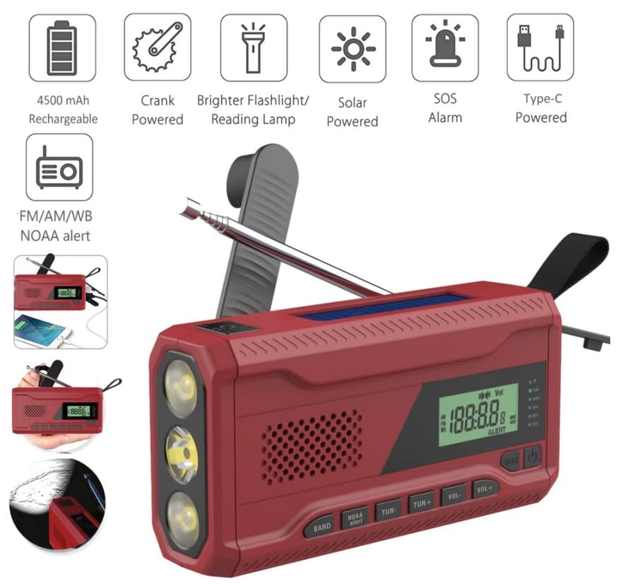 RETOO Přenosné rádio s powerbankou a dynamem - WR-6 - náhled 2