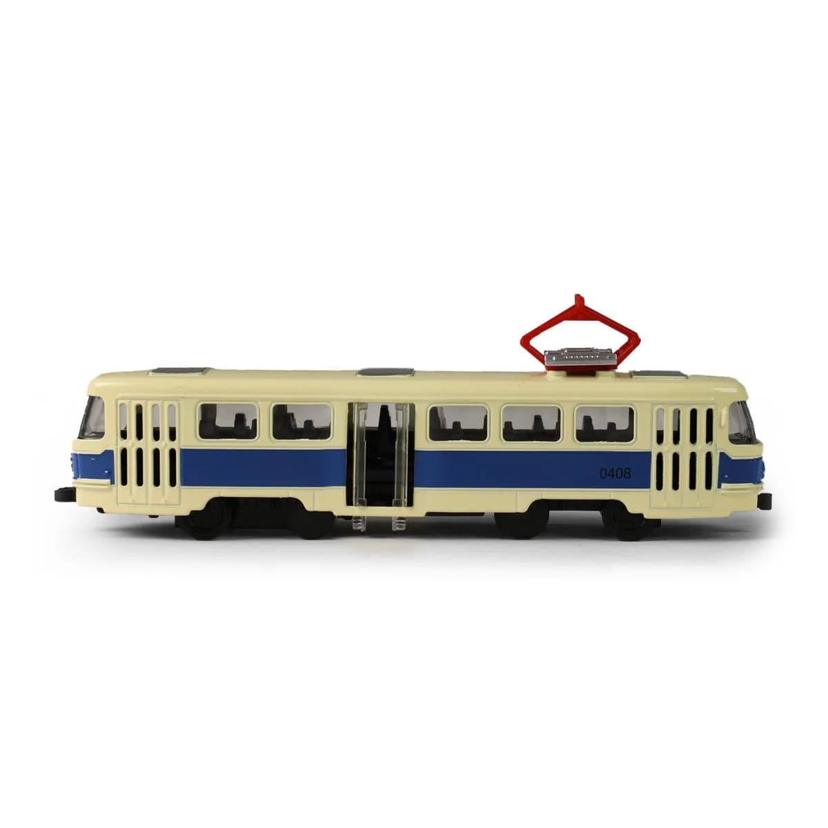 RAPPA Kovová česká retro tramvaj Tatra T3 s otevíracími středními dveřmi - 16 cm - modrá - náhled 4