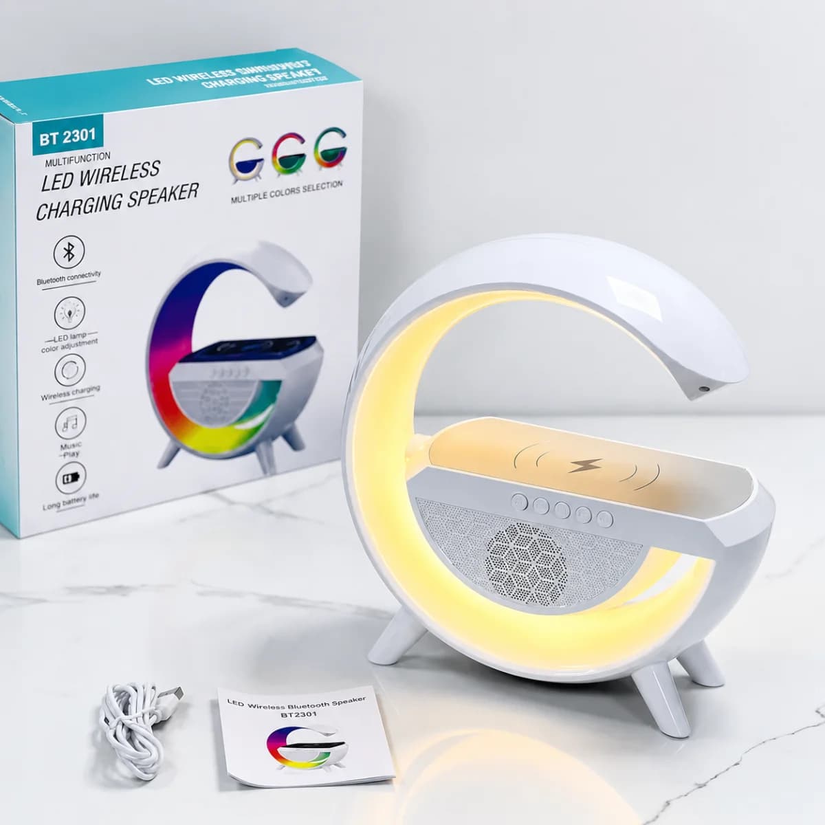 Zaparkorun Bluetooth reproduktor s LED lampou a bezdrátová nabíječka BT-2301 - náhled 4