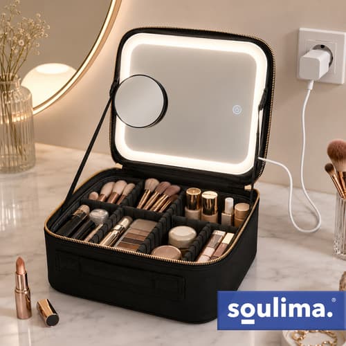 soulima LED kosmetický kufřík se zrcátkem - Soulima - náhled 2