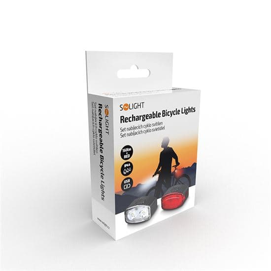 Set nabíjecích USB cyklistických světel - 160lm přední - zadní červená - Li-Ion baterie - Solight WN - náhled 2