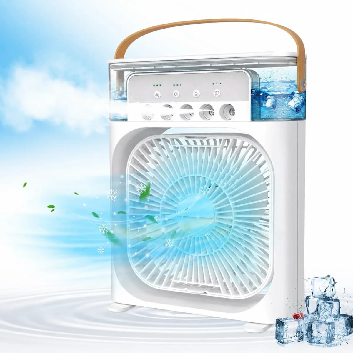 Domácí přenosný ventilátor 3 v 1 se zvlhčovačem vzduchu - náhled 2