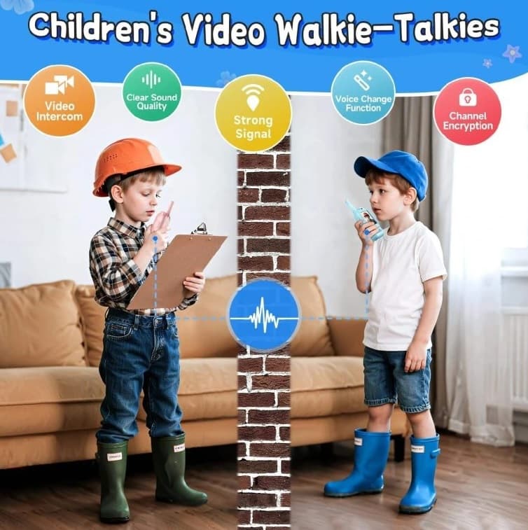 Dětské vysílačky s kamerou a barevným 2,0" IPS displejem - modrá/růžová - náhled 4