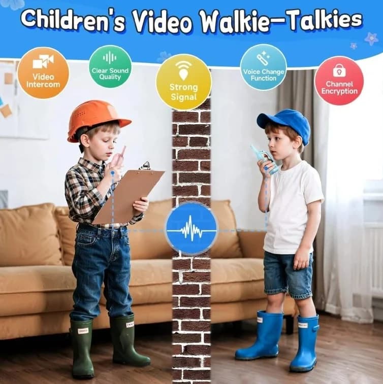 Dětské vysílačky s kamerou a barevným 2,0" IPS displejem - modrá/růžová - náhled 4