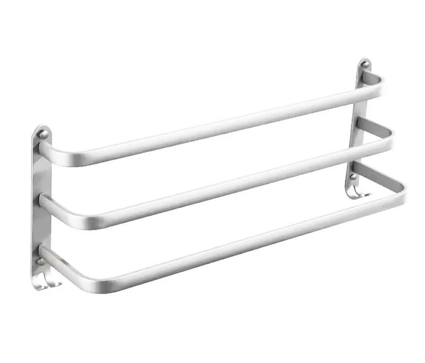 Kovový koupelnový věšák - stříbrný - 60 cm - náhled 2