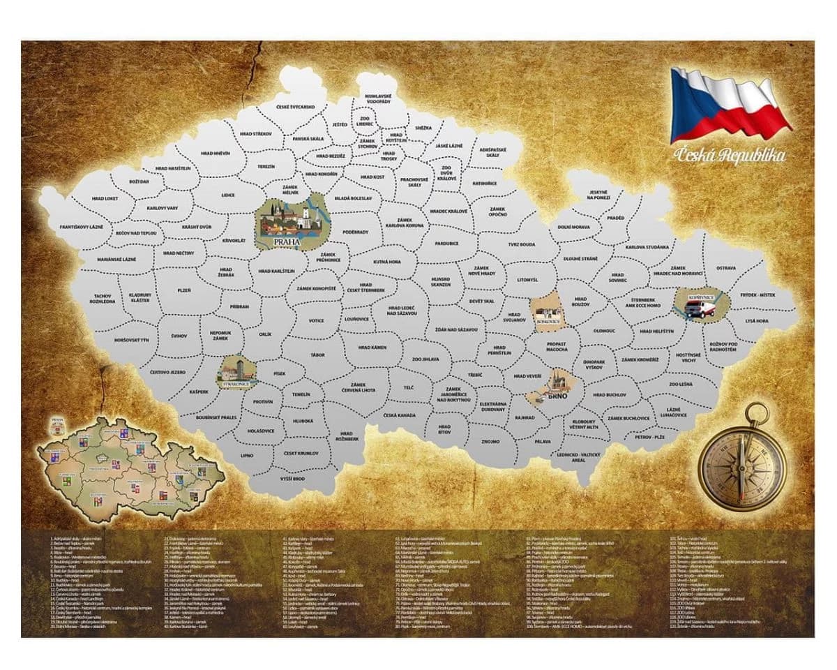 Zaparkorun Stírací mapa České republiky - stříbrná - 80 x 65 cm - náhled 5