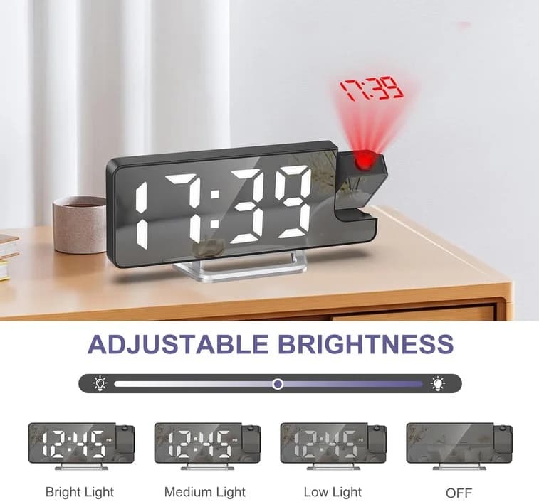 Projekční digitální budík DZ-673 s velkým 7,9" LED displejem - náhled 5