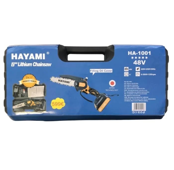 Akumulátorová řetězová 6" pila HAYAMI HA-1001 + 2x baterie + příslušenství - náhled 4