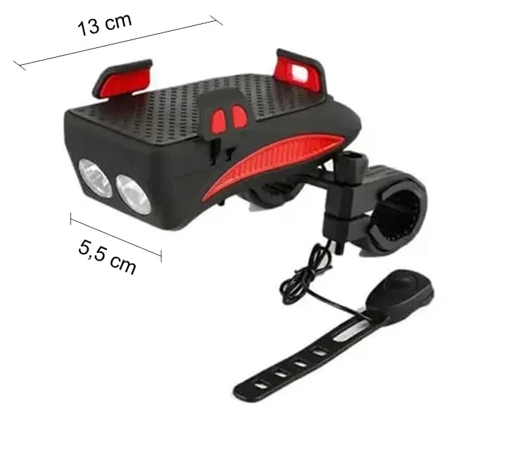 Zaparkorun Světlo na kolo Bikerpro 4v1 s držákem na telefon - červená - náhled 3