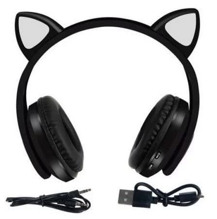Zaparkorun Bezdrátová LED sluchátka Cat Ears - Černá - náhled 2
