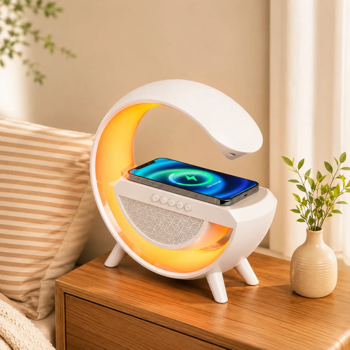 Zaparkorun Bluetooth reproduktor s LED lampou a bezdrátová nabíječka BT-2301 - náhled 2