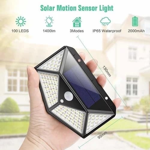 Zaparkorun Solarní LED světlo s detekcí pohybu SH-100 - 100 LED - 1 ks - náhled 4