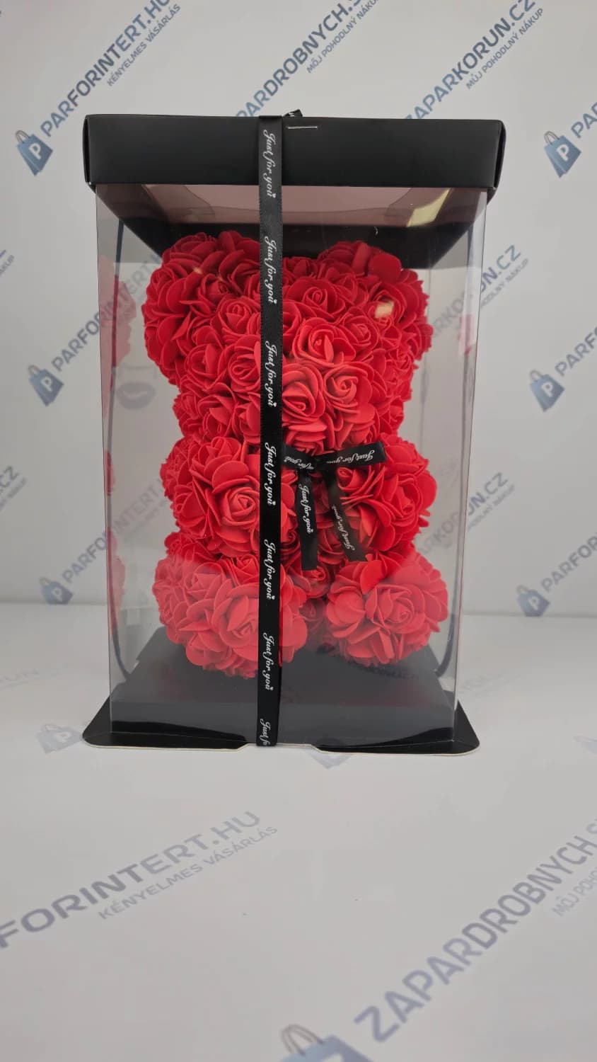 Zaparkorun Medvídek z růží v dárkovém balení - 25 cm - náhled 5