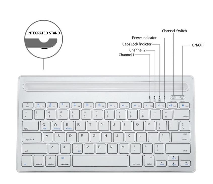 Bezdrátová Bluetooth klávesnice AOAS AS199 - bílá - náhled 3
