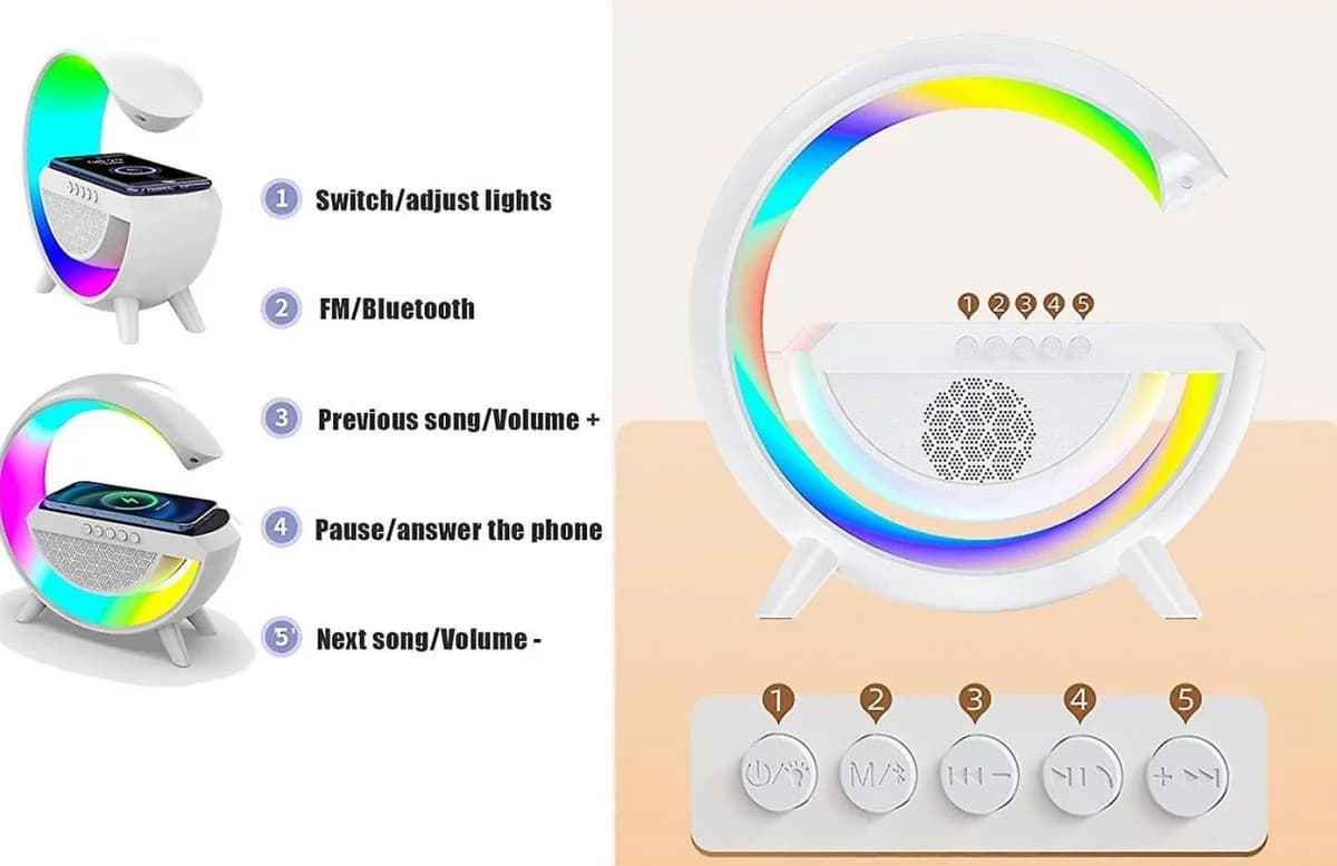 Zaparkorun Bluetooth reproduktor s LED lampou a bezdrátová nabíječka BT-2301 - náhled 3