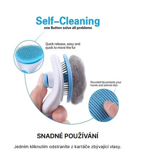 Zaparkorun Inovativní kartáč na vyčesávání srsti PETBRUSHY - modrý - náhled 4