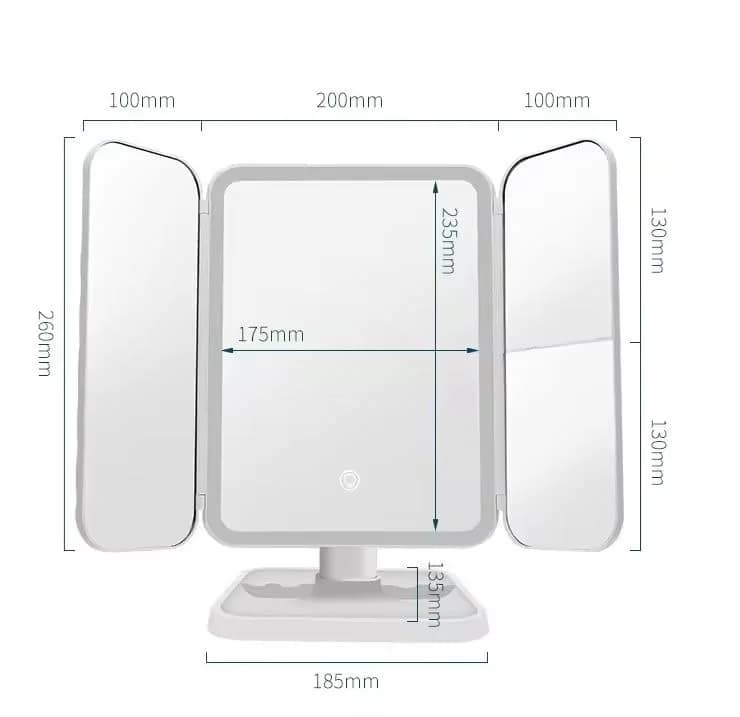 Kosmetické zrcátko NZ-911 s LED svícením a 360° otáčením - bílé - náhled 2