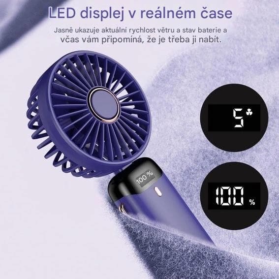Skládací multifunkční ventilátor s LED displejem Z9 - bílý - náhled 2