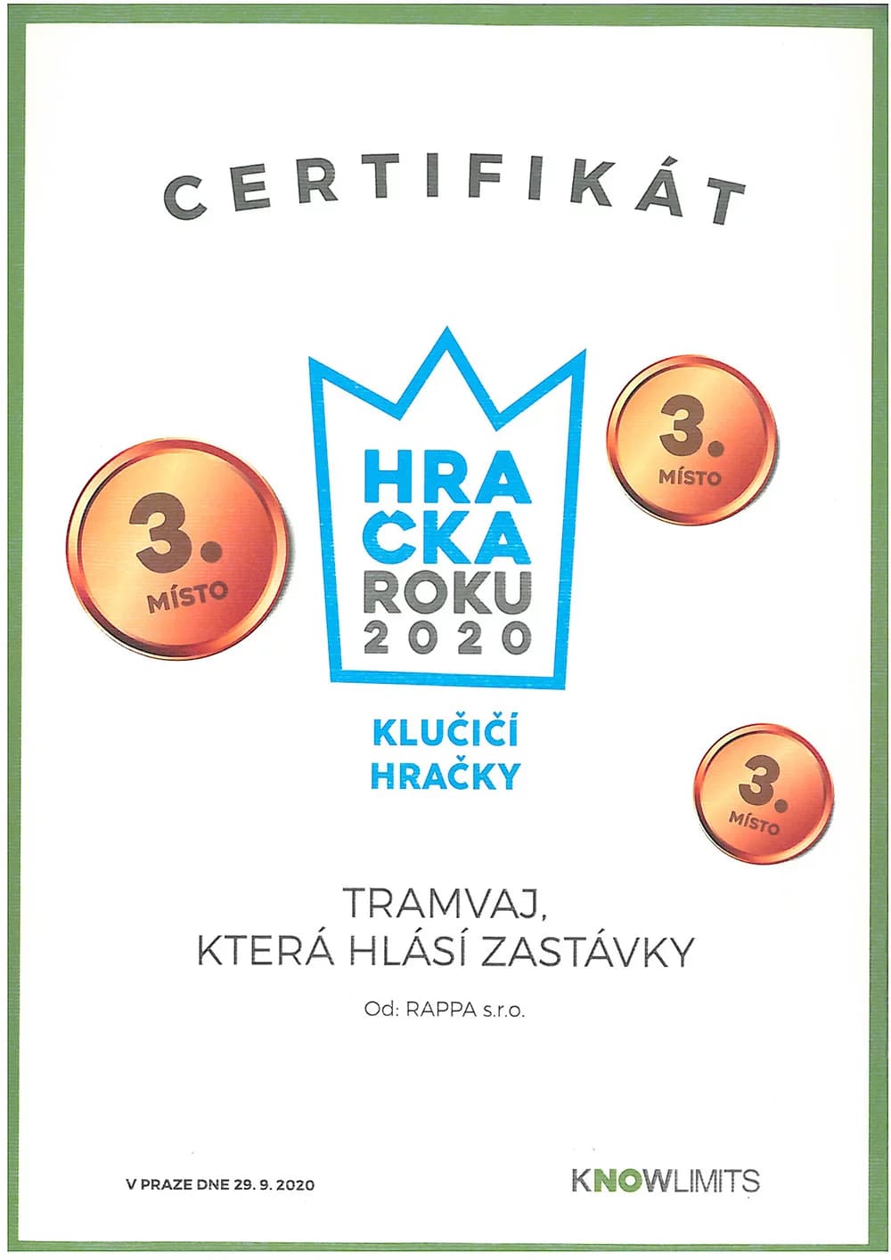 RAPPA Tramvaj Tatra T3 s hlášením zastávek v češtině - 28 cm - Rappa - náhled 2