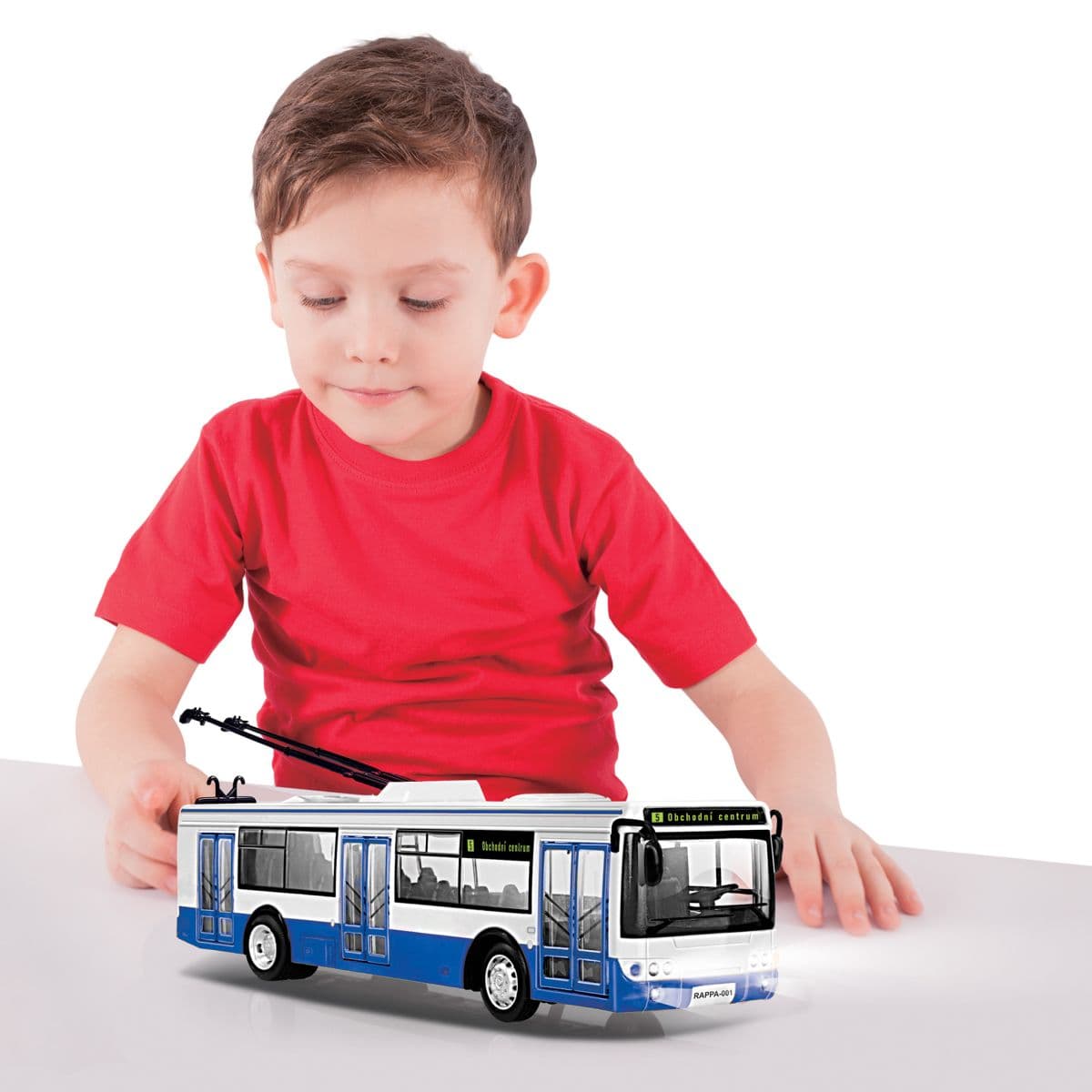 RAPPA Trolejbus který hlásí zastávky česky - 28 cm - modrý - náhled 3