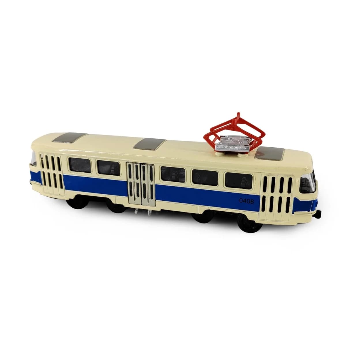 RAPPA Kovová česká retro tramvaj Tatra T3 s otevíracími středními dveřmi - 16 cm - modrá