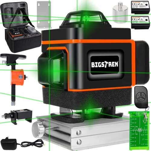 Bigstren 16řádková plochá laserová 4D vodováha BIGSTREN – přesný 360° zelený laser